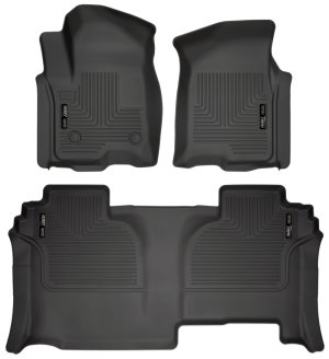 GMC Sierra 1500 Floor Liners - Front & 2nd Seat - Husky Liners - Weatherbeater - Black - `19-`23